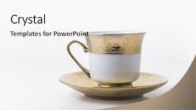  Presentation with champion golden trophy cup - Audience pleasing presentation design consisting of arabic golden coffee cup backdrop and a white colored foreground