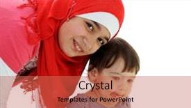  Presentation with arabic kids - Cool new slide set with arabic kids eating ice-cream backdrop and a red colored foreground