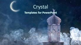  Presentation with quran - Slide set having arabic-lantern-with-with-holy background and a navy blue colored foreground