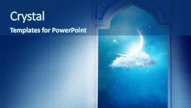  Presentation with arabic letters - Cool new theme with arabic letters - ramadan kareem background with mosque backdrop and a ocean colored foreground