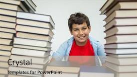  Presentation with children books - Amazing slides having arabic lietrature - children in library with books backdrop and a  colored foreground