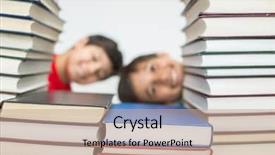  Presentation with children books - Colorful slide deck enhanced with arabic lietrature - children in library with books backdrop and a coral colored foreground