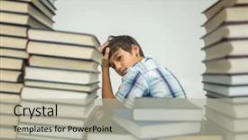  Presentation with books on bookshelf in library - Slide deck consisting of arabic lietrature - kid in library reading books background and a  colored foreground