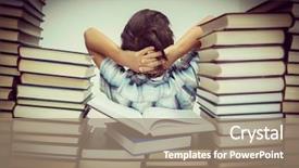  Presentation with library - Theme having arabic lietrature - kid in library reading books background and a  colored foreground