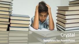  Presentation with library - Colorful slides enhanced with arabic lietrature - kid in library reading books backdrop and a  colored foreground