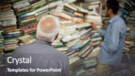  Presentation with book store - PPT theme with arabic lietrature - street book store background and a gray colored foreground
