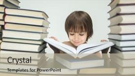  Presentation with tiles - Beautiful PPT theme featuring arabic lietrature - tiles of books and kid backdrop and a  colored foreground