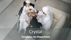  Presentation with arabic - Slide deck featuring arabic-man-in-wheelchair background and a gray colored foreground