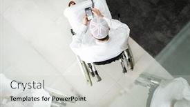  Presentation with smart home - Theme having arabic-man-in-wheelchair background and a light gray colored foreground