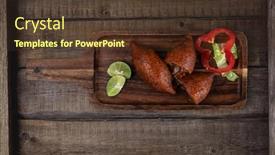  Presentation with appetizer - Cool new PPT theme with arabic meat appetizer kibbeh isolated backdrop and a tawny brown colored foreground