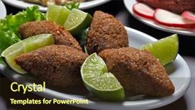 Presentation with appetizer - Beautiful PPT layouts featuring arabic meat appetizer kibbeh backdrop and a wine colored foreground