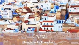  Presentation with old arabic - Slide deck featuring arabic morocco - chefchaouen old medina background and a  colored foreground