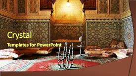  Presentation with islamic - Theme featuring arabic morocco - islamic interior architectural details background and a tawny brown colored foreground