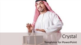  Presentation with arab music - Audience pleasing slide deck consisting of arabic music - arab man playing drum isolated backdrop and a soft green colored foreground