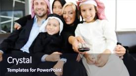  Presentation with arabic children - Amazing PPT layouts having arabic muslim family father and mother with children watching television backdrop and a wine colored foreground