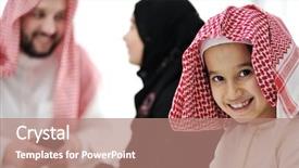  Presentation with muslim family - Slide set with arabic muslim family background and a coral colored foreground