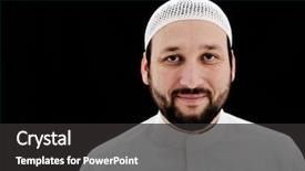  Presentation with muslim - PPT layouts having arabic muslim man with beard background and a dark gray colored foreground