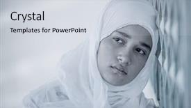  Presentation with muslim women - Audience pleasing PPT theme consisting of arabic muslim middle eastern girl backdrop and a lemonade colored foreground