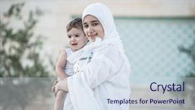  Presentation with arabic woman - PPT theme having arabic muslim middle eastern young background and a sky blue colored foreground