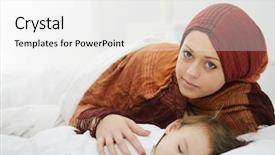  Presentation with arabic kids - Amazing PPT theme having arabic muslim mother playing backdrop and a white colored foreground