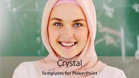  Presentation with school board - Slide deck consisting of arabic muslim teenage student inside background and a lemonade colored foreground