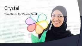  Presentation with arabic woman - Audience pleasing slides consisting of arabic muslim woman holding backdrop and a  colored foreground