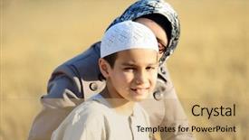  Presentation with people enjoying - Presentation theme consisting of arabic people enjoying in nature background and a coral colored foreground