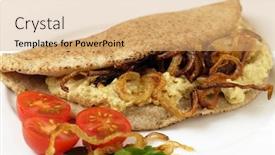  Presentation with arabic - Colorful presentation design enhanced with arabic-pitta-bread-or-kubus backdrop and a coral colored foreground