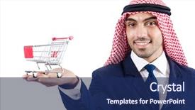  Presentation with arab countries - Beautiful presentation design featuring arabic shopping - arab businessman isolated on white backdrop and a  colored foreground