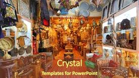  Presentation with market - Amazing PPT theme having arabic shopping - objects for sale backdrop and a tawny brown colored foreground