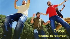  Presentation with arabic - Amazing PPT theme having arabic-students-posing-at-campus backdrop and a tawny brown colored foreground