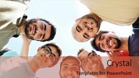  Presentation with students walking on campus - Slide deck enhanced with arabic students posing at campus background and a red colored foreground