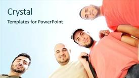  Presentation with students on campus - Beautiful slide deck featuring arabic students posing at campus backdrop and a cool aqua colored foreground