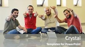  Presentation with arabic - Presentation theme consisting of arabic students posing at campus background and a gray colored foreground