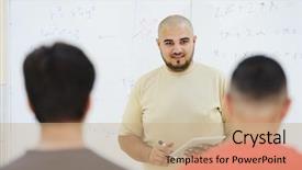  Presentation with university - Amazing presentation theme having arabic students posing at university campus backdrop and a coral colored foreground
