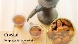  Presentation with tea coffee - Audience pleasing PPT layouts consisting of arabic tea and dates - vintage backdrop and a coral colored foreground