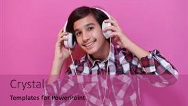  Presentation with arabic music - Slide deck consisting of arabic-teenage-boy-wearing-headphones background and a coral colored foreground