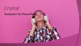  Presentation with arabic music - Audience pleasing PPT layouts consisting of arabic-teenage-boy-wearing-headphones backdrop and a coral colored foreground