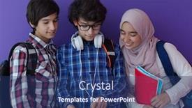  Presentation with purple education - PPT layouts consisting of arabic-teenagers-as-team-students background and a ocean colored foreground