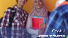  Presentation with purple education - Theme having arabic-teenagers-as-team-students background and a ocean colored foreground