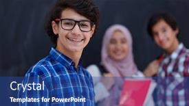  Presentation with black students - PPT layouts consisting of arabic-teenagers-students-group-portrait background and a ocean colored foreground