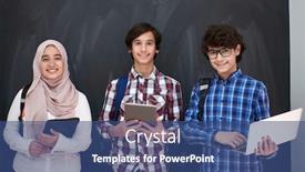  Presentation with team group - PPT layouts featuring arabic-teenagers-team-students-group background and a ocean colored foreground