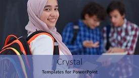  Presentation with team working together - Cool new PPT theme with arabic-teenagers-team-students-group backdrop and a ocean colored foreground