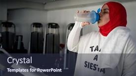  Presentation with arabic woman - Presentation theme with arabic-woman-active-working-out background and a tawny brown colored foreground