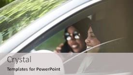  Presentation with arabic woman - Presentation design consisting of arabic-woman-couple-traveling background and a light gray colored foreground