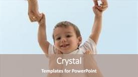  Presentation with arabic woman - Audience pleasing presentation design consisting of arabic woman holding baby in air and playing backdrop and a coral colored foreground