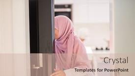  Presentation with arabic woman - PPT layouts with arabic woman using a fridge background and a soft green colored foreground