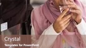  Presentation with arabic woman - Slide deck enhanced with arabic woman using a fridge background and a violet colored foreground