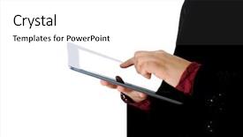  Presentation with arabic woman - Amazing PPT theme having arabic woman working with touch tablet backdrop and a white colored foreground