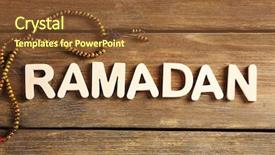  Presentation with rosary - Amazing slide deck having arabic words - image of word ramadan backdrop and a tawny brown colored foreground